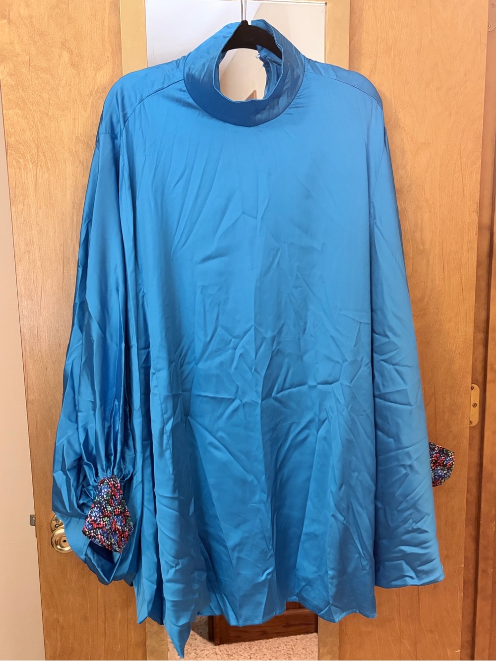 Vibrant Blue Long Sleeve Tunic with Embellished Cuffs